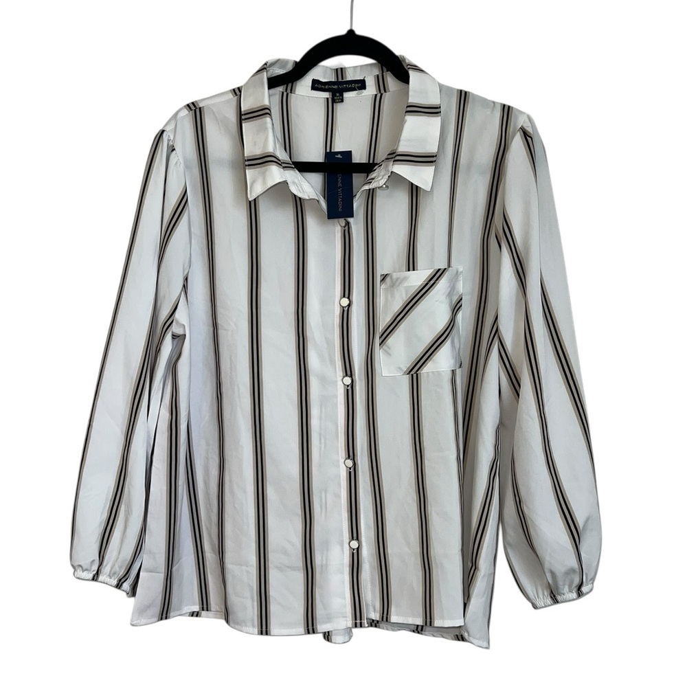 Adrienne Vittadini White and Black Striped blouse